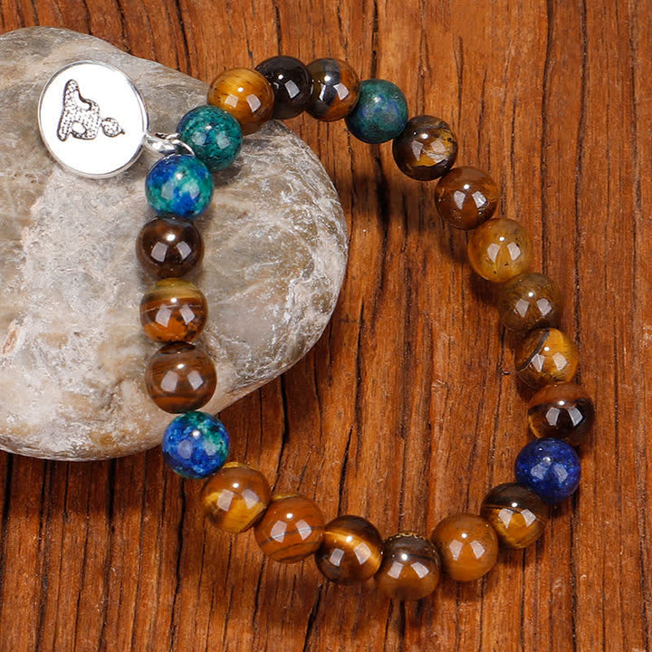 Mala 108 Perlen Tigerauge Armband Stärke braun blau Stein