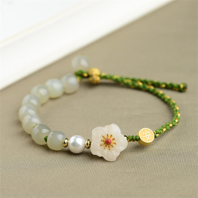 Armband 925 Silber Jade Pfirsichblüte – Glück