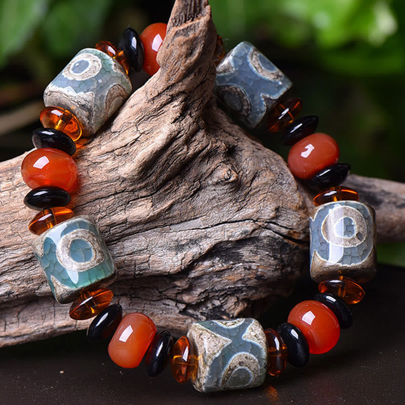 Armband Achat mit roten Steinen Schutz Glück Energie Naturstein elastisch