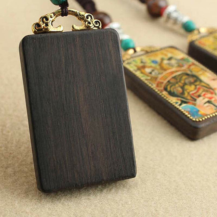 Kette Ebenholz Wohlstandsgott Anhänger Holz Thangka
