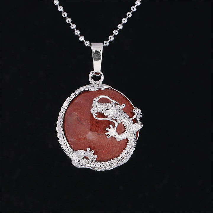 Kette Rosenquarz Drachen Anhänger silber Naturstein Heilung Harmonie