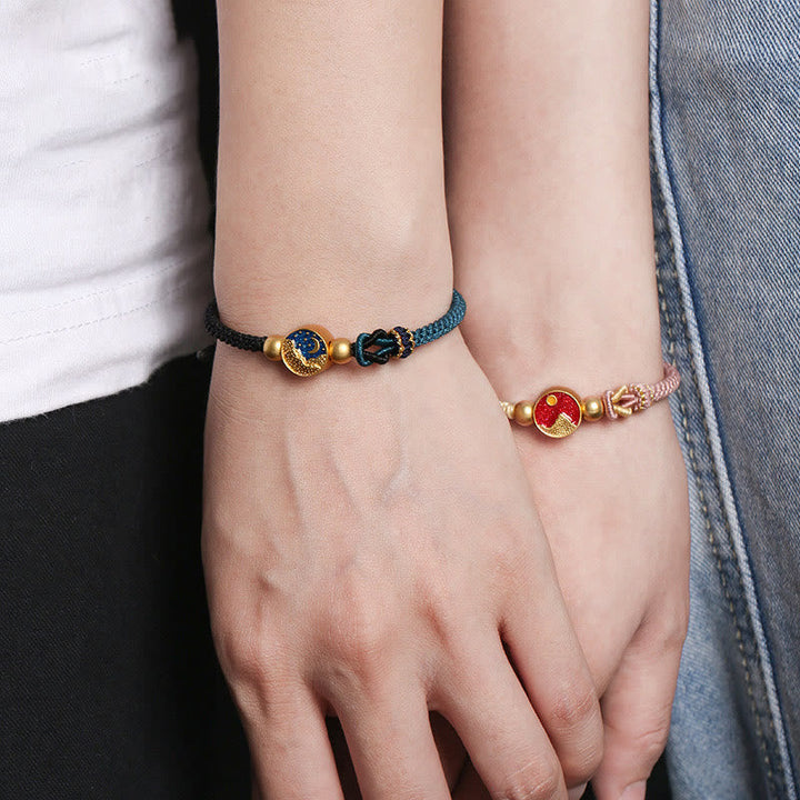 Armband Paar – Glück mit schwarzem Obsidian und roten Steinen elegant.