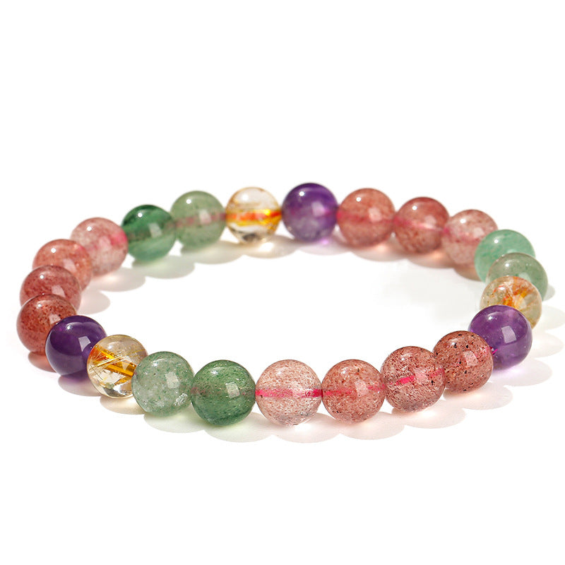 Armband Erdbeerquarz Heilung Liebe Balance bunte Edelsteine elastisch
