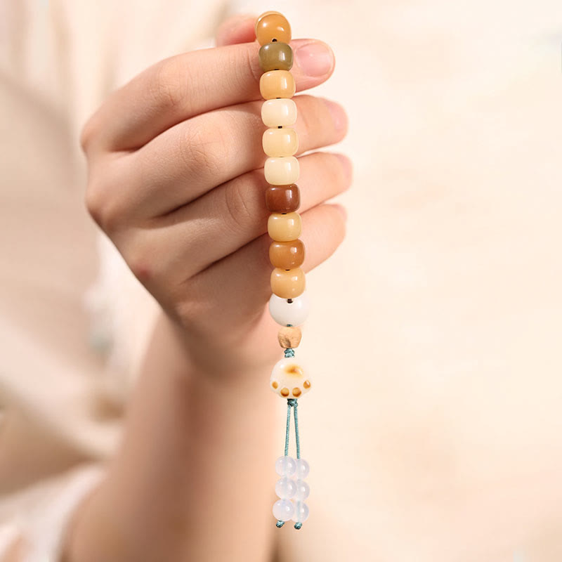 Bodhi Om Mani Padme Hum Armband mit natürlichen Perlen am Handgelenk