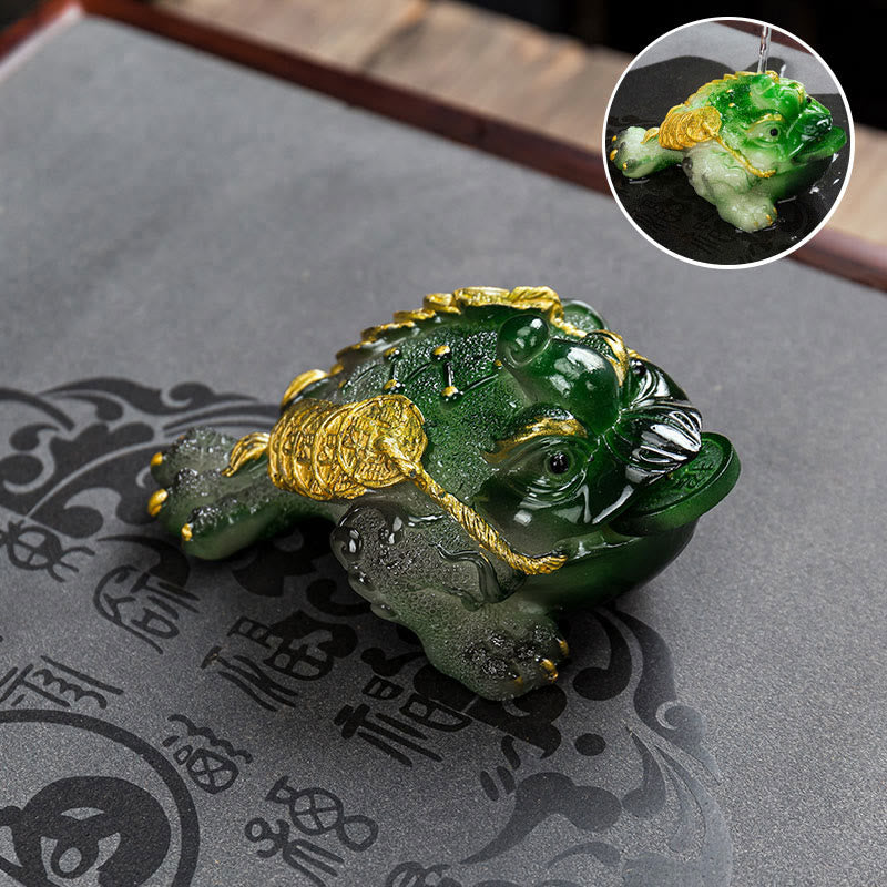 Frosch Figur Feng Shui Reichtum Grün / Groß