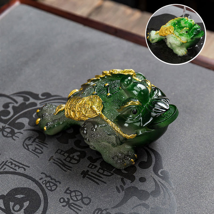 Frosch Figur Feng Shui Reichtum Grün / Groß