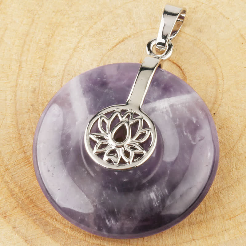 Amethyst Kette Lotus Anhänger Heilstein lila