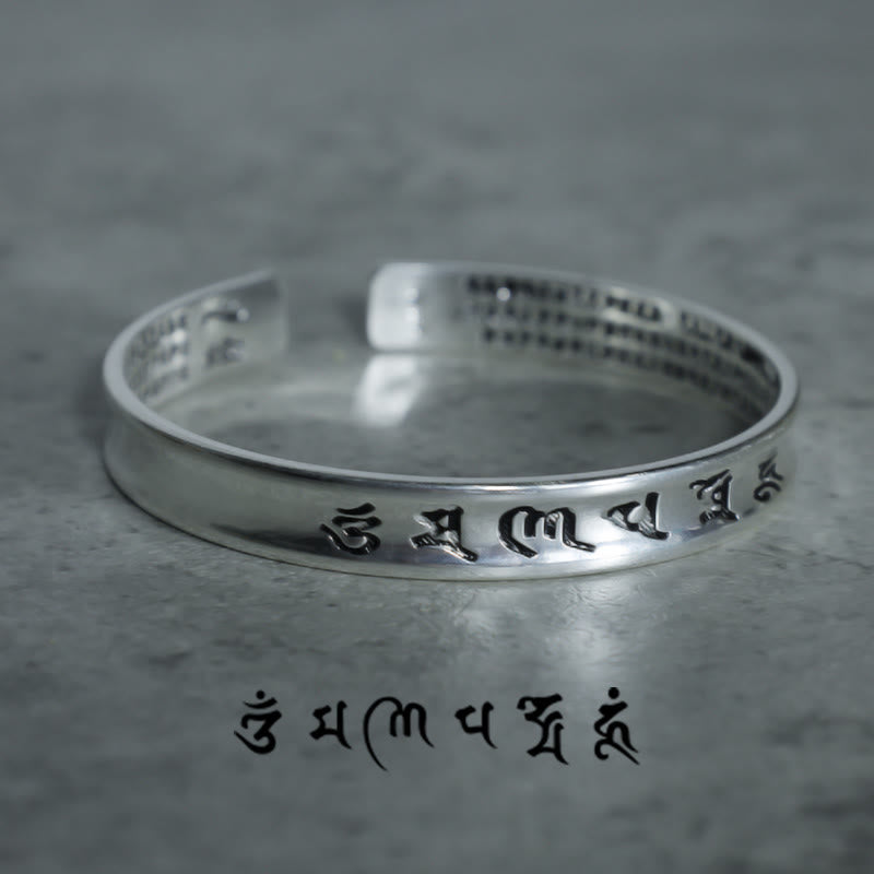 Armband Tibet Mantra Weiß Kupfer Silber Gravur flach liegend