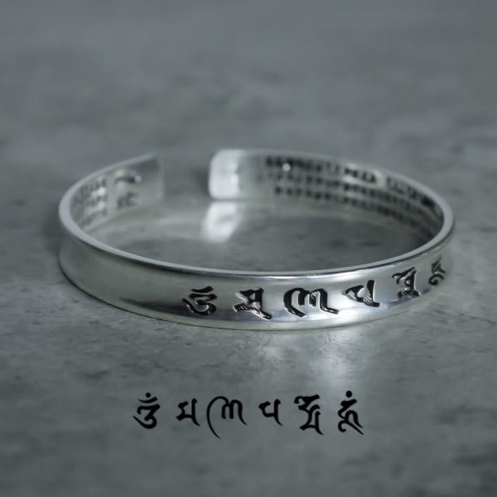 Armband Tibet Mantra Weiß Kupfer Silber Gravur flach liegend