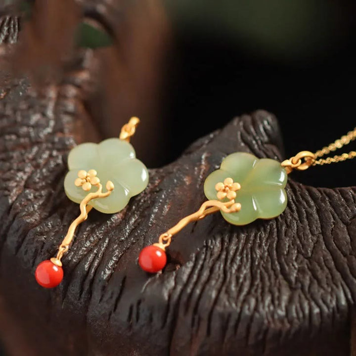 Jade Blume Grün Reichtum Achat Kette