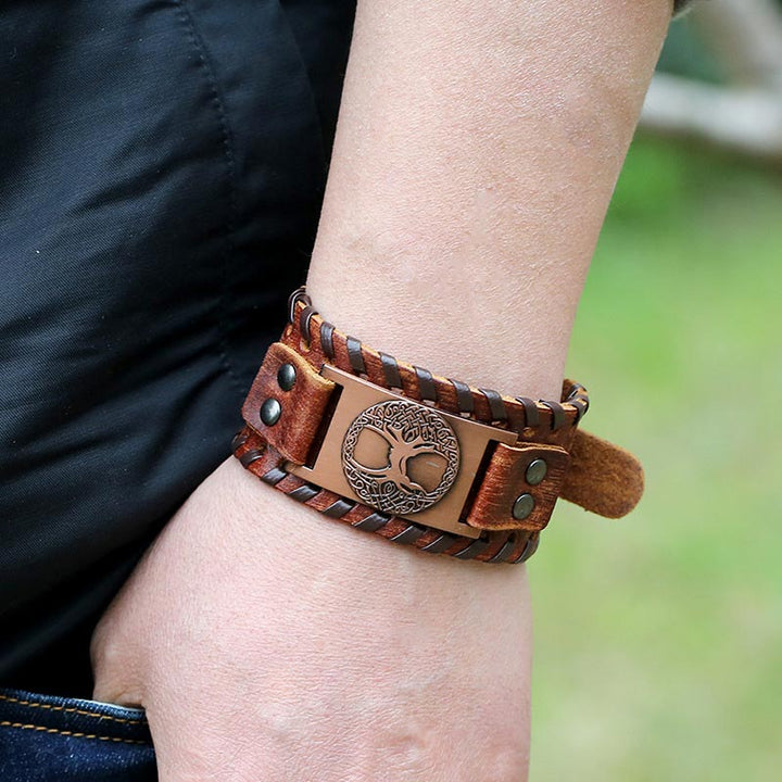 Armband Lebensbaum Leder Braun Vintage - Balance