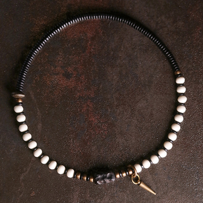 Kupfer Ebenholz Armband mit weißen Perlen Paar Stärke flach