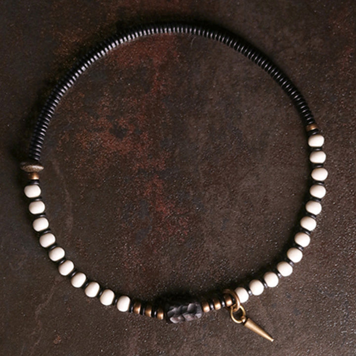 Kupfer Ebenholz Armband mit weißen Perlen Paar Stärke flach