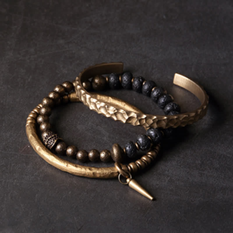 Armband Kupfer – Balance & Balance mit schwarzen Steinen und Metallperlen