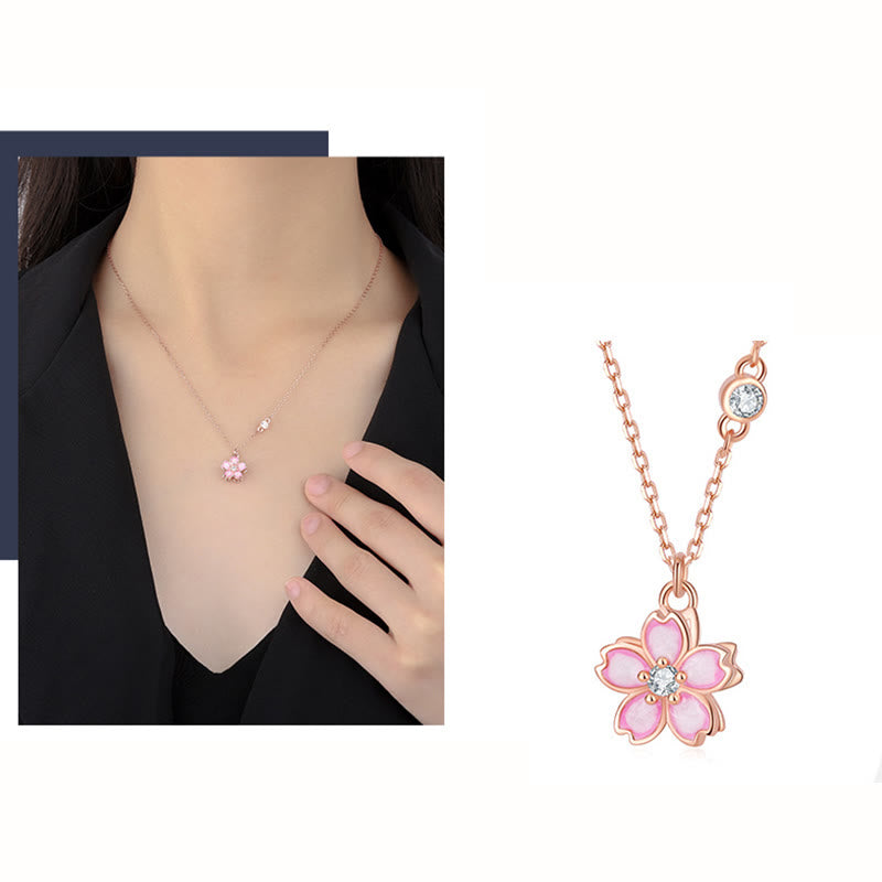Kette 925er Silber Kirschblüte rosa Roségold Zirkonia