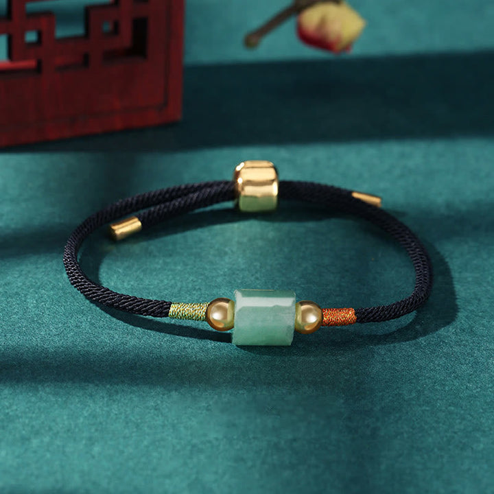 Mala Grüner Aventurin Malachit Armband mit goldenem Verschluss schwarze Kordel