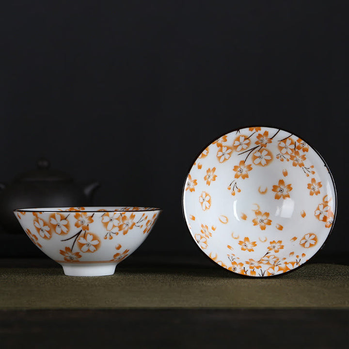 Teetassen Aus Porzellan Fu-Zeichen Lotus Berge Orange Kirschblüten
