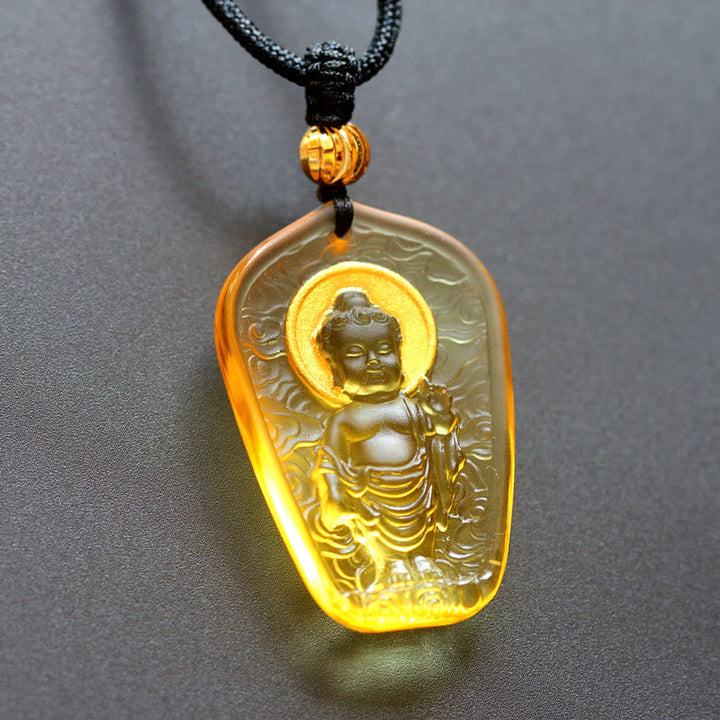 Kette 10529669906771, Buddha Anhänger, Gelb, Spirituell, Zen