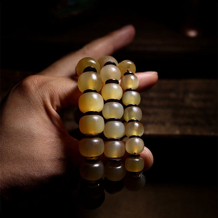 Bernstein Armband Om Mani Padme Hum – Segen Naturstein elastisch Handgelenk