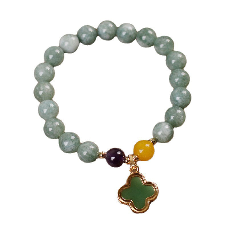 Armband Jade Kleeblatt – Glück & Liebe