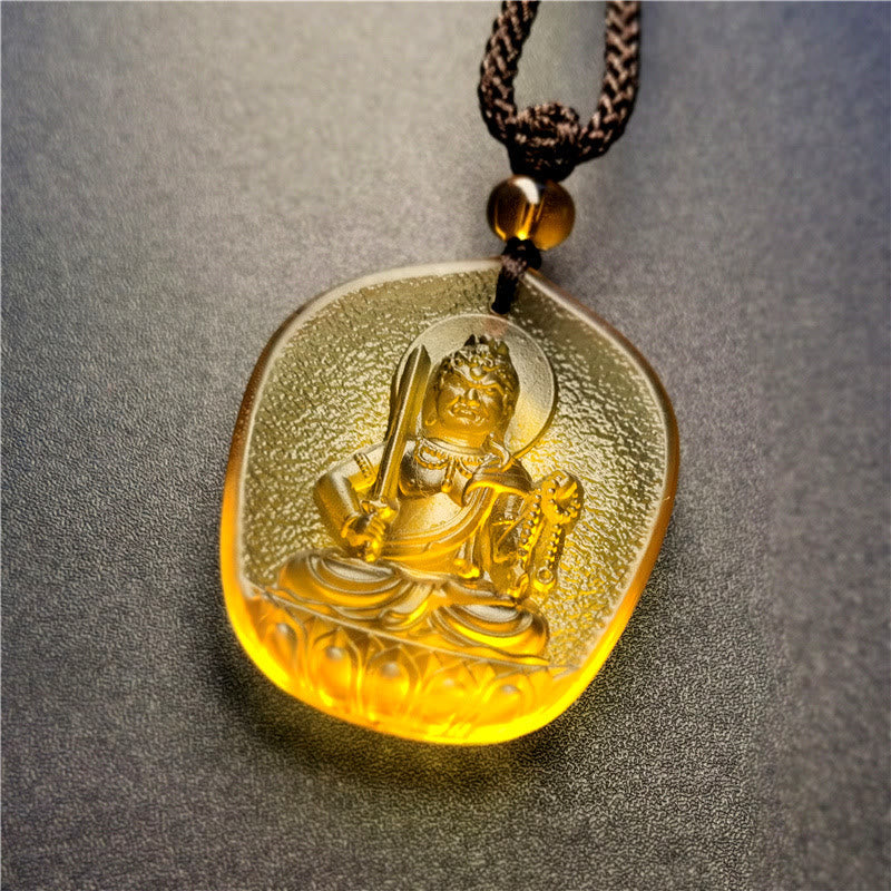 Anhänger Kette Liuli-Kristall Tierkreis-Buddha golden Acala