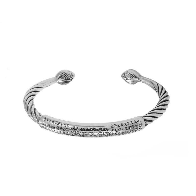 Silbernes Armband Om Mani Padme Hum Herzsutra – Reinheit Flachansicht gedreht