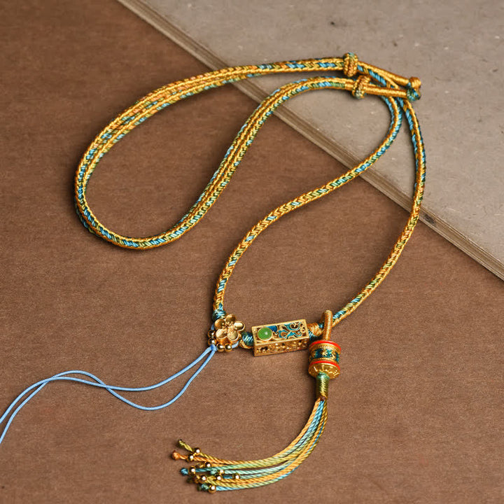 Kette bunte Perlen Kupfer Buddha Wohlstand Kordel