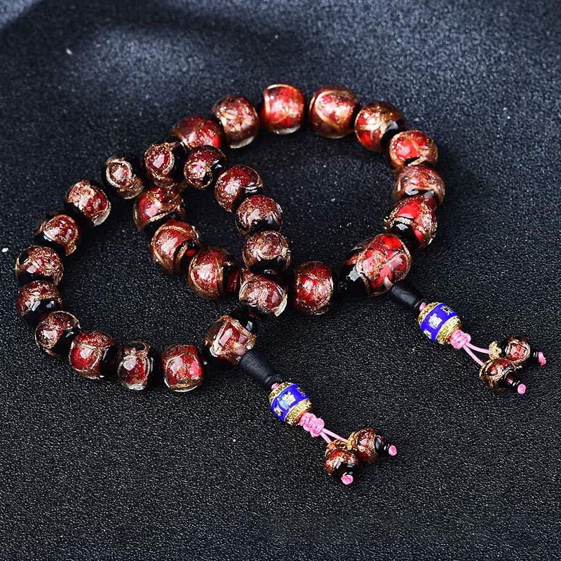 Rotes Achat Drachen Armband mit blauen Perlen Heilstein elastisch