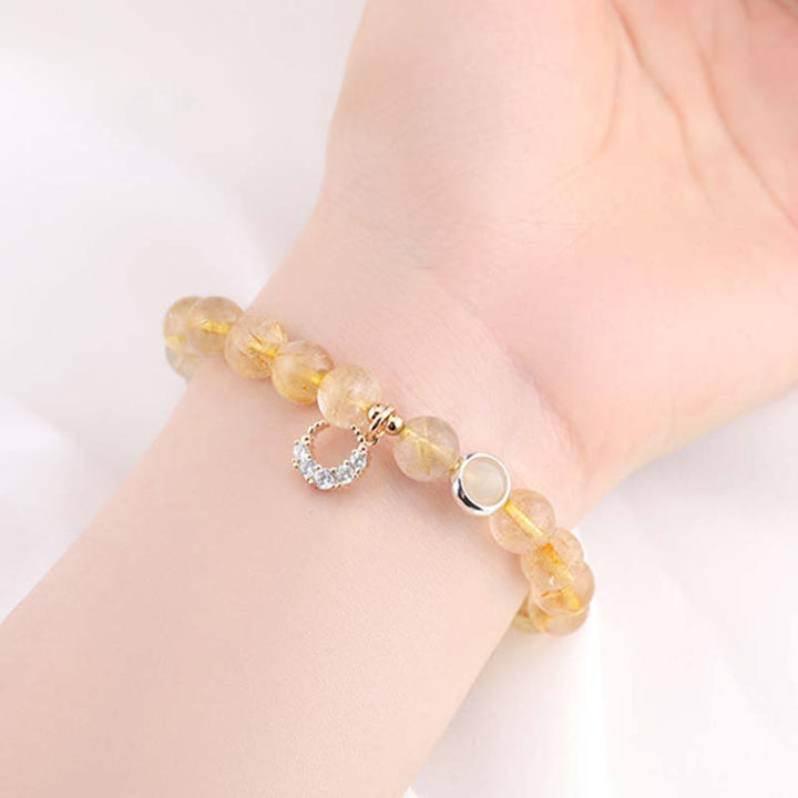 Armband Citrin Mond – Schutz & Glück elastisch Naturstein Handgelenk getragen