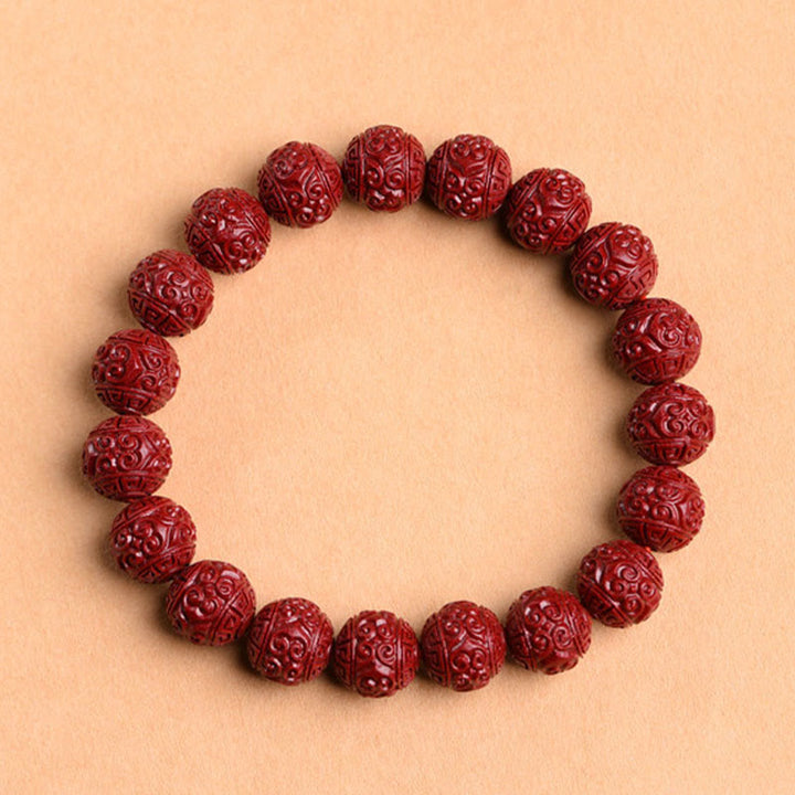 Rotes Zinnober Armband Zinnober Om Mani Padme Hum – Segen elastisch