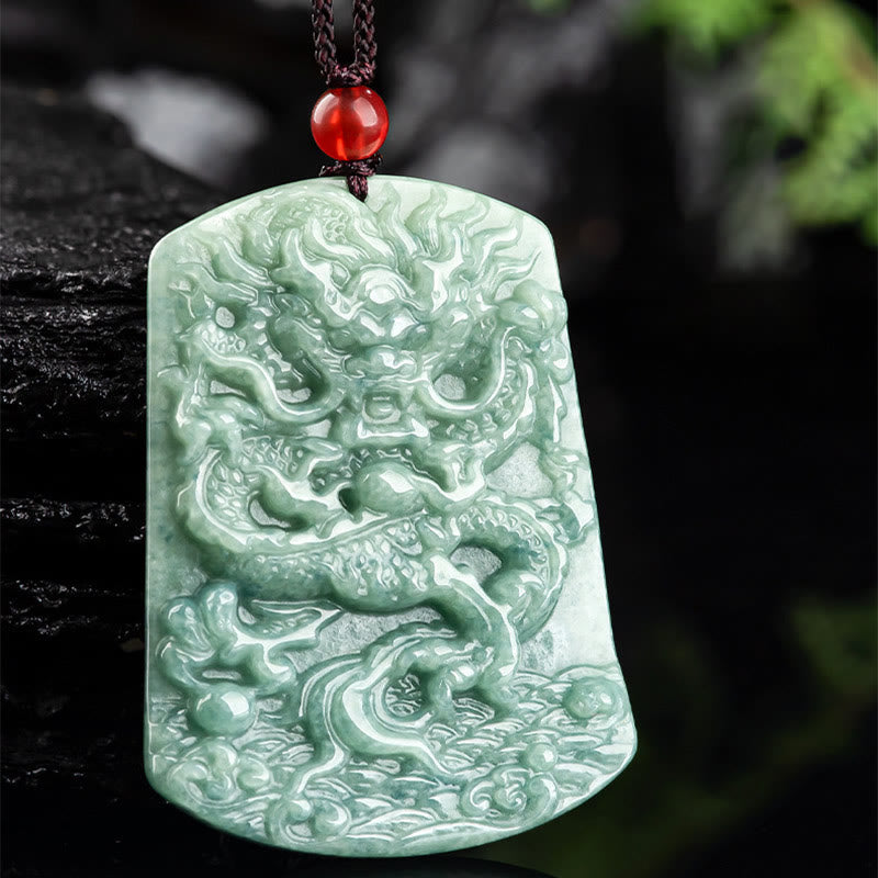 Jade Drachen Kette Anhänger grün Naturstein