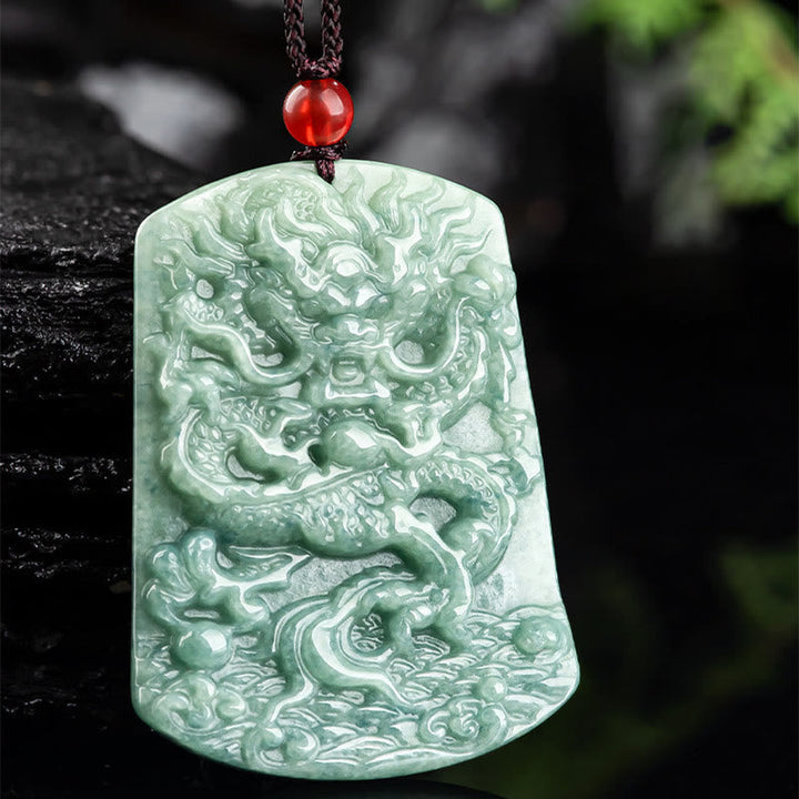Jade Drachen Kette Anhänger grün Naturstein