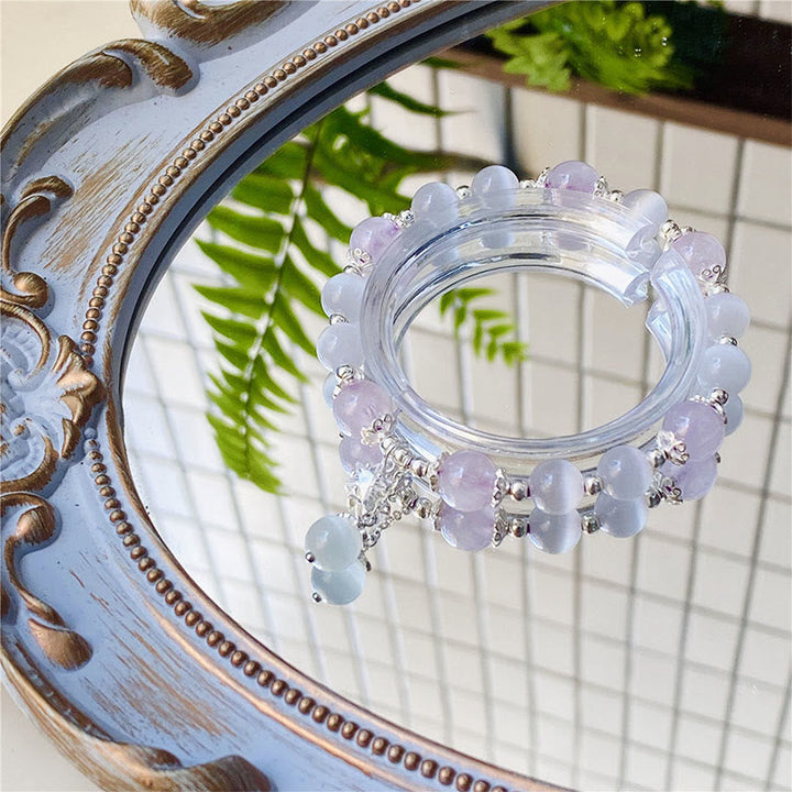 Amethyst Armband 925 Silber mit lila Steinen und Quasten elegant.