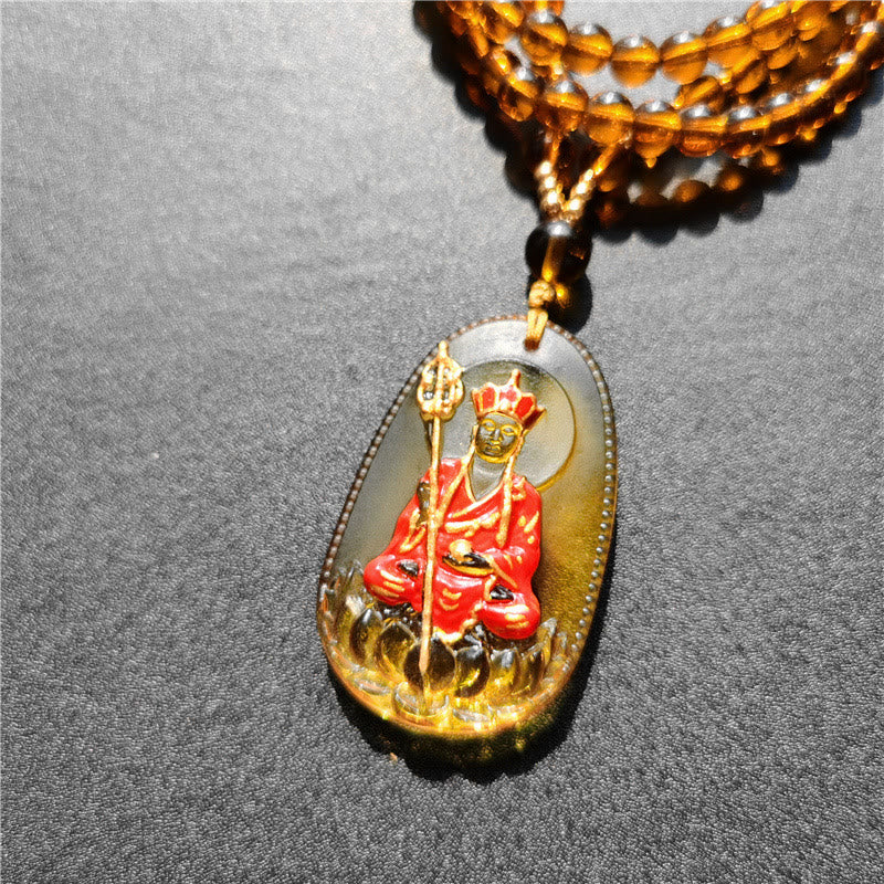 Kette Liuli-Kristall Ksitigarbha Segen Lotusblume Anhänger