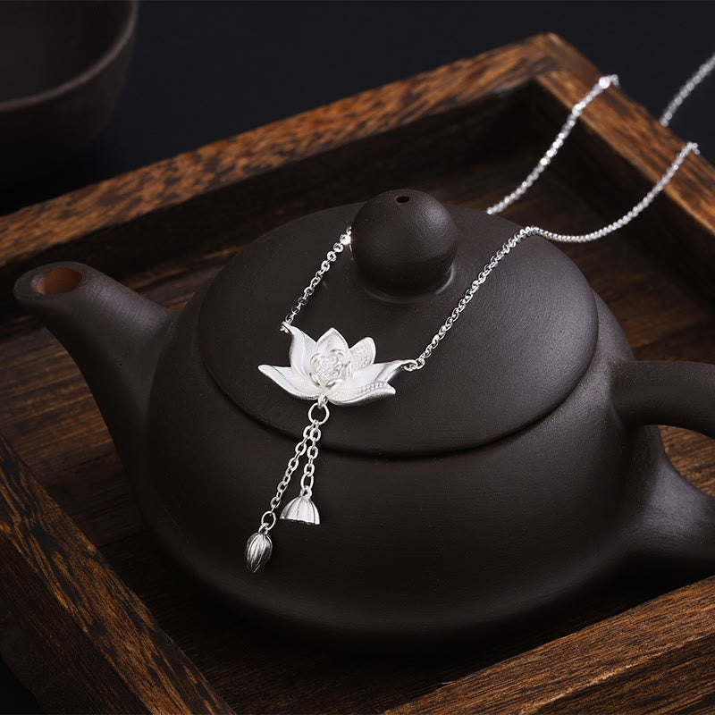 Kette Sterlingsilber Lotus Blume Erleuchtung Anhänger