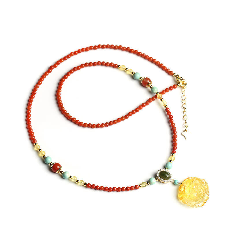Kette Roter Achat Edelstein Perlen Doppel