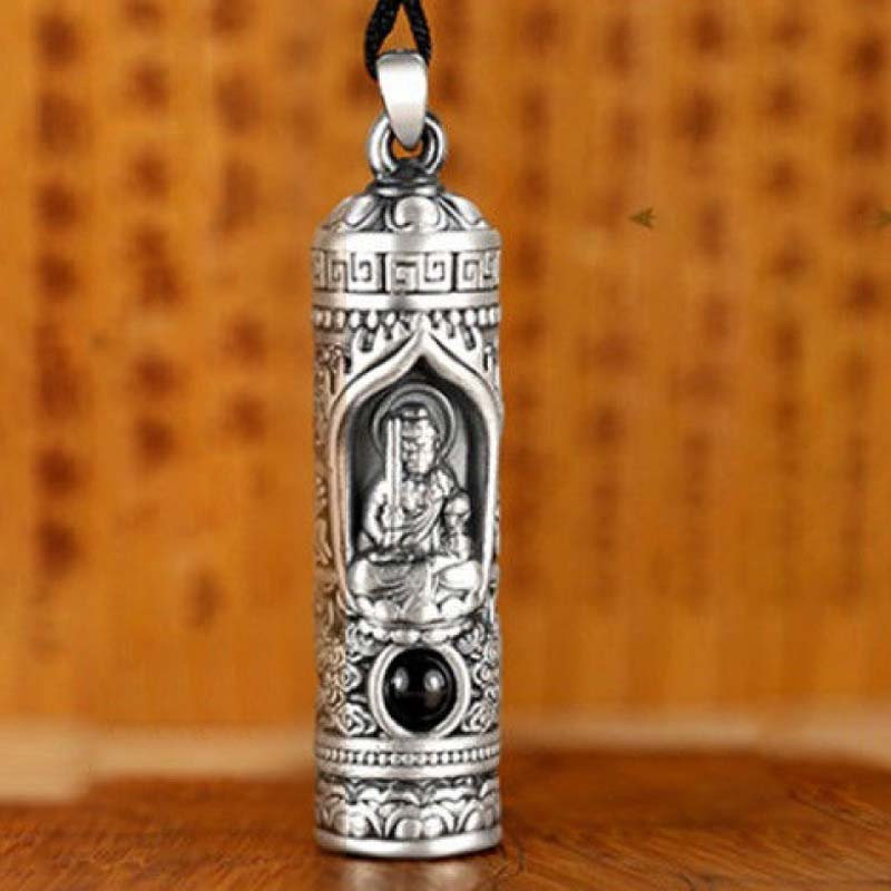 Kette Kristall Tierkreis-Buddha Wohlstand Silber Anhänger