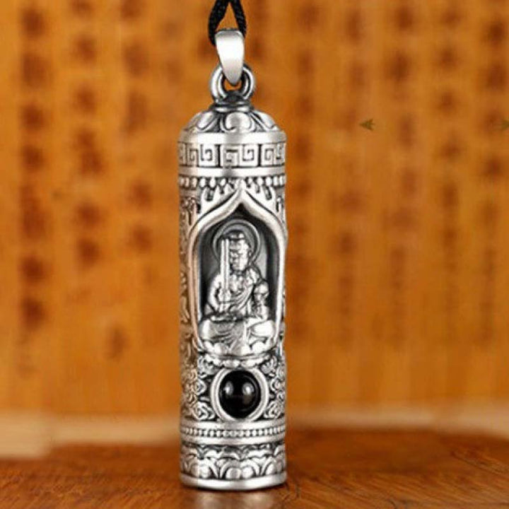Kette Kristall Tierkreis-Buddha Wohlstand Silber Anhänger