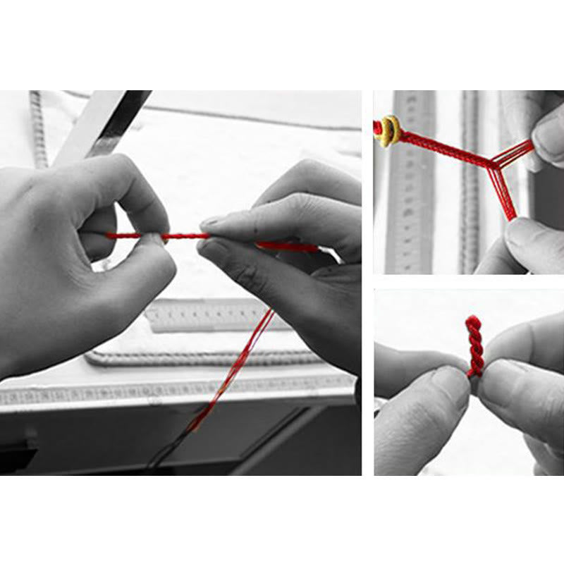 Rotes Armband – Glück & Erfolg Knoten Anleitung Nahaufnahme Hände