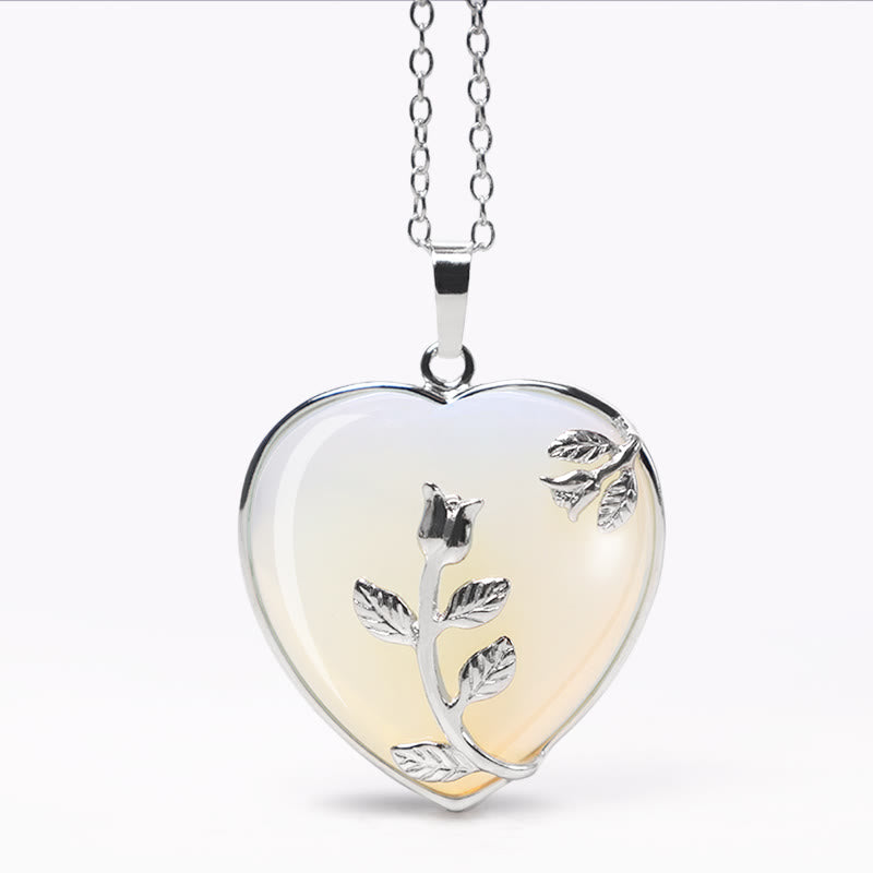 Herzanhänger Aventurin Blume Kette Silber Naturstein Heilung Harmonie