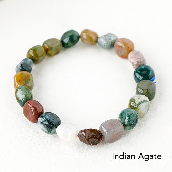 Indisches Achat Armband Kristall mit bunten Natursteinen elastisch.
