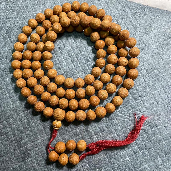 Mala Bodhi Glück Wohlstand Balance Holzperlen Quaste Meditationskette
