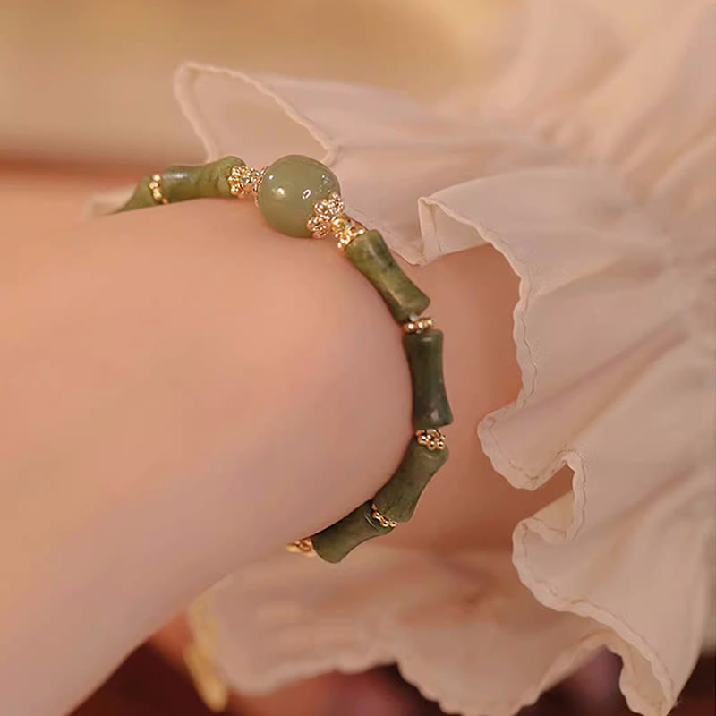 Armband Hetian Jade & Peridot - Bambus