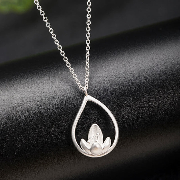 Sterlingsilber Lotus Anhänger Erleuchtung Kette