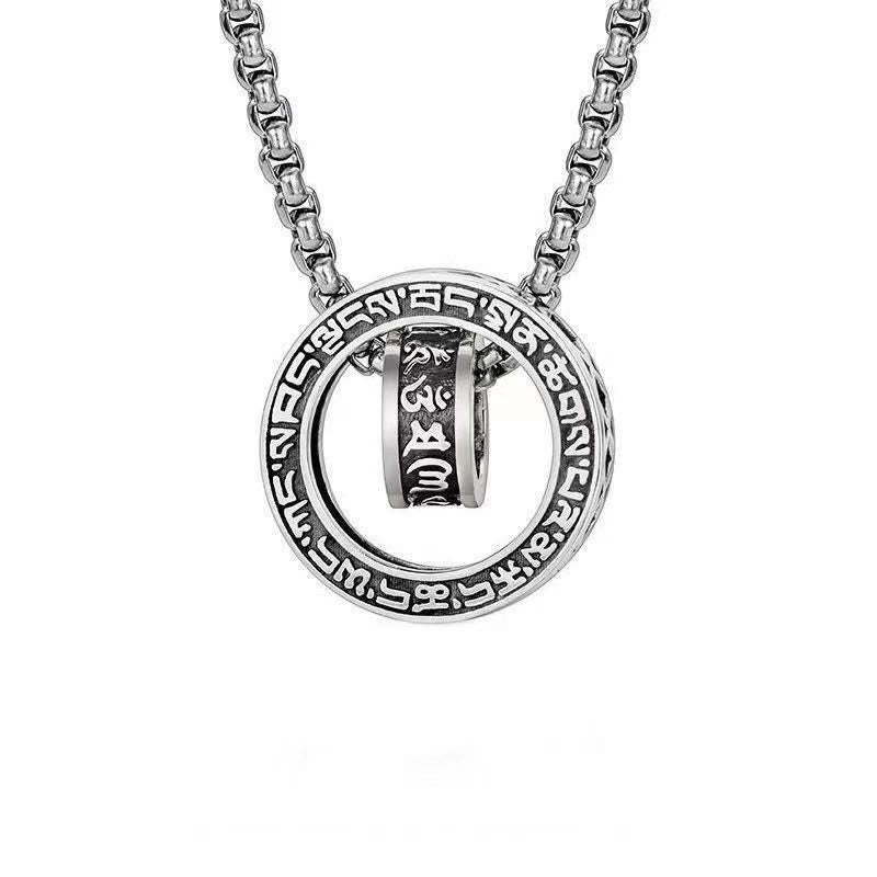 Anhänger Kette Tibetischer Gelassenheit Silber Mantra Ring