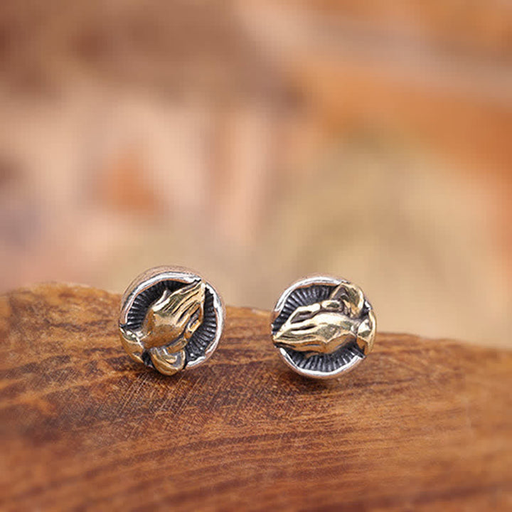 Namaste Ohrringe Sterlingsilber betende Hände spirituell Boho Ohrstecker Schmuck