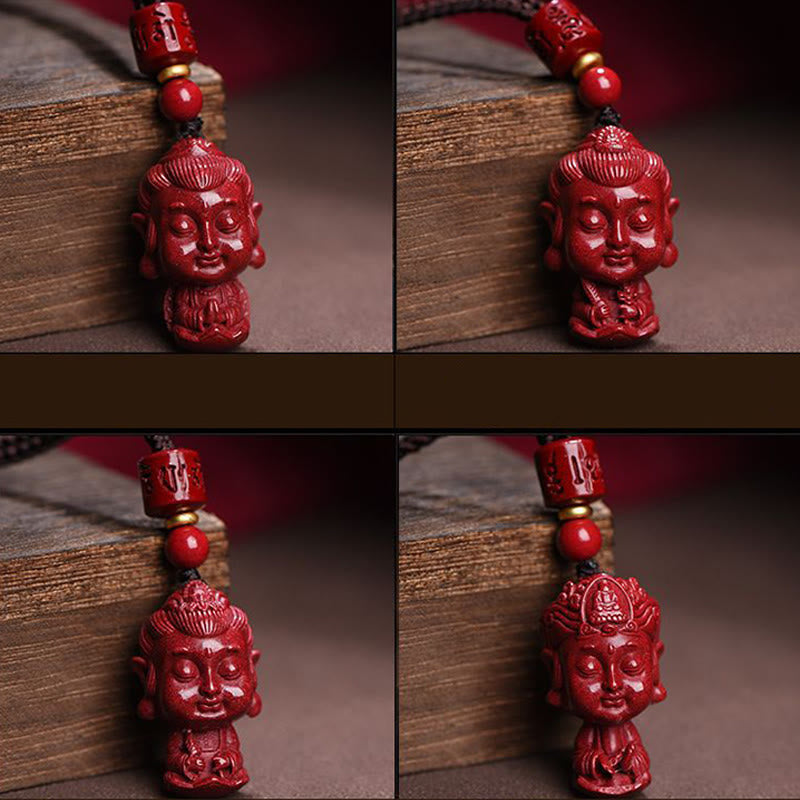 Kette Zinnober Tierkreis Edelstein Buddha Anhänger rot