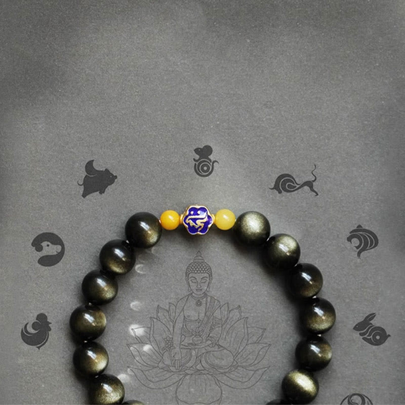 Armband 925 Silber Obsidian Chinesisches Tierkreis – Schutz & Wohlstand