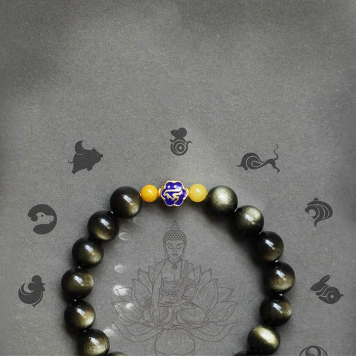 Armband 925 Silber Obsidian Chinesisches Tierkreis – Schutz & Wohlstand