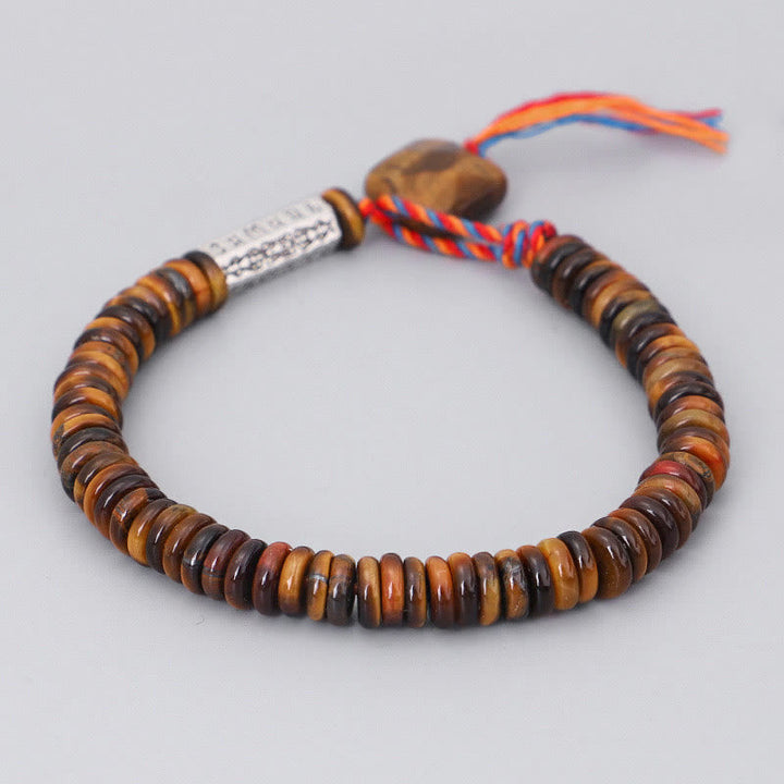 Tigerauge Armband mit Om Mani Padme Hum Anhänger Schutz Naturstein